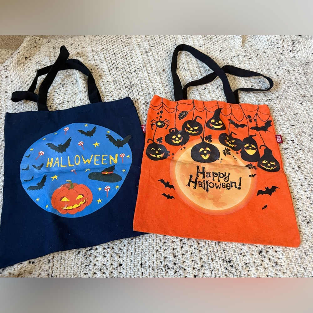 Halloween Kids Tote Bags - Orange and Blue